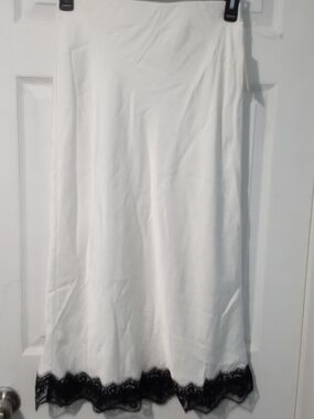 Target White Maxi Skirt with Black Lace Trim